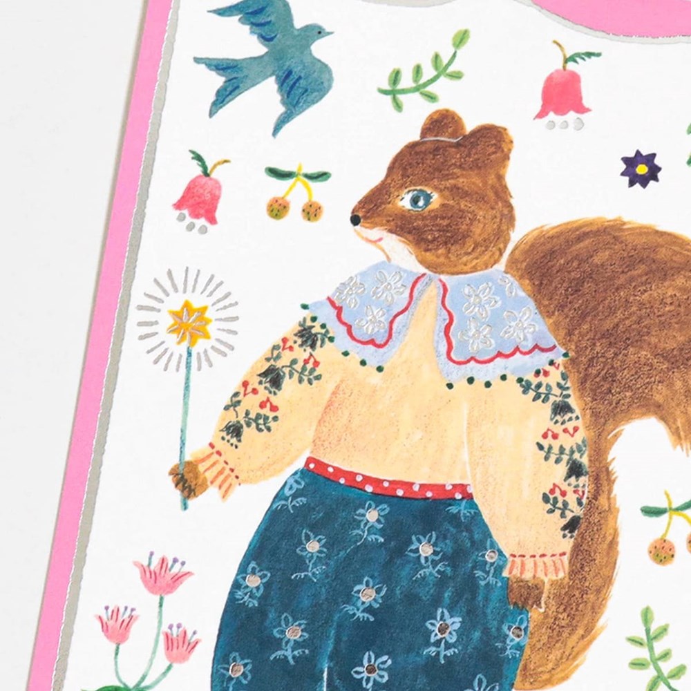 Her Winter Flowers Postcard - Charm (1 pc) - product shown up close.
