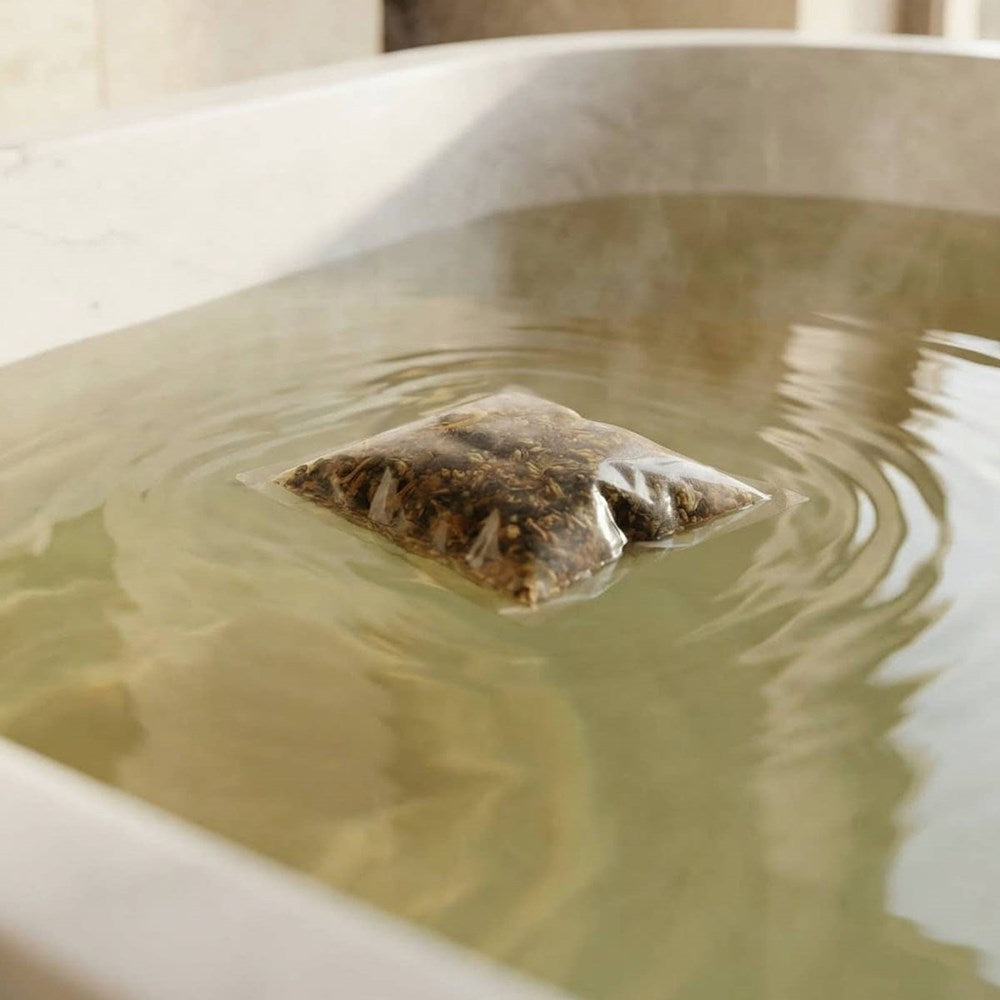 Mother Mother Organic Herbal Bath Tea (.5 oz) - product shown in bath tub.