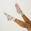 Effortless Club Little Cherry Petal Grip Sock (1 pair) - product shown on model's feet. 
