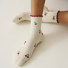 Effortless Club Little Cherry Petal Grip Sock (1 pair) - product shown up close.