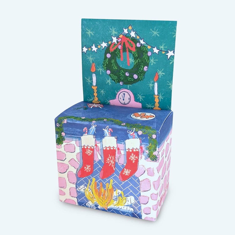 Stannie & Lloyd Candy Buttermints - “The Night Before Christmas" Fireplace (3 oz) - product shown at angle.