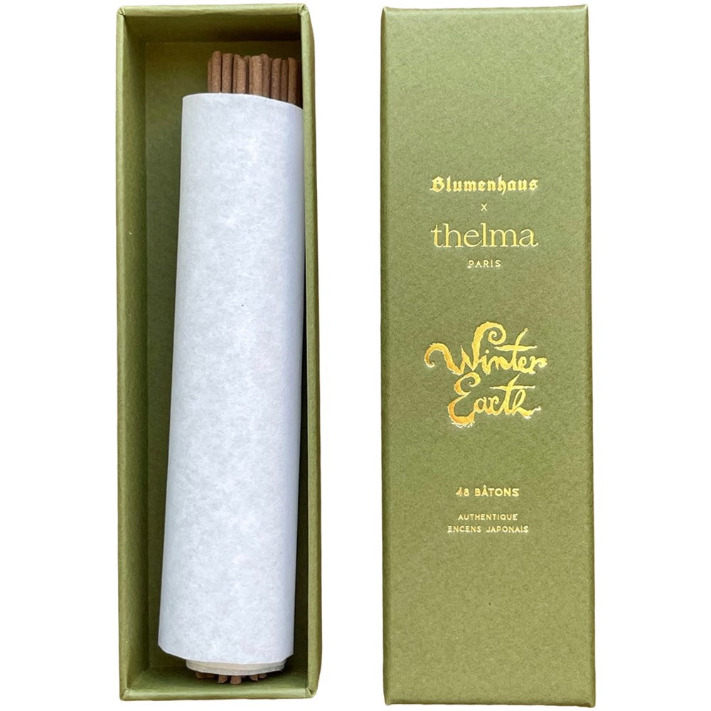 Thelma Paris Winter Earth Incense Sticks (48 sticks) box shown open with incense sticks inside