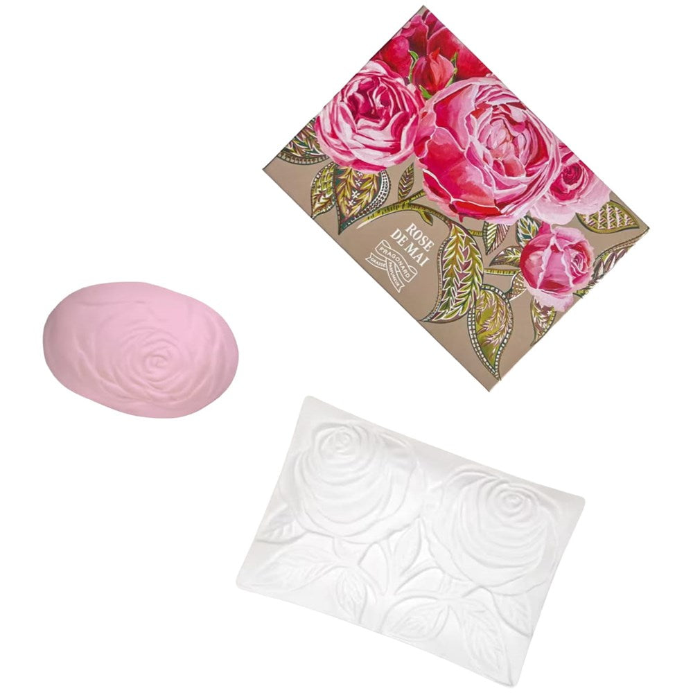 Fragonard Parfumeur Rose de Mai Soap &amp; Soapdish Set (2 pcs)