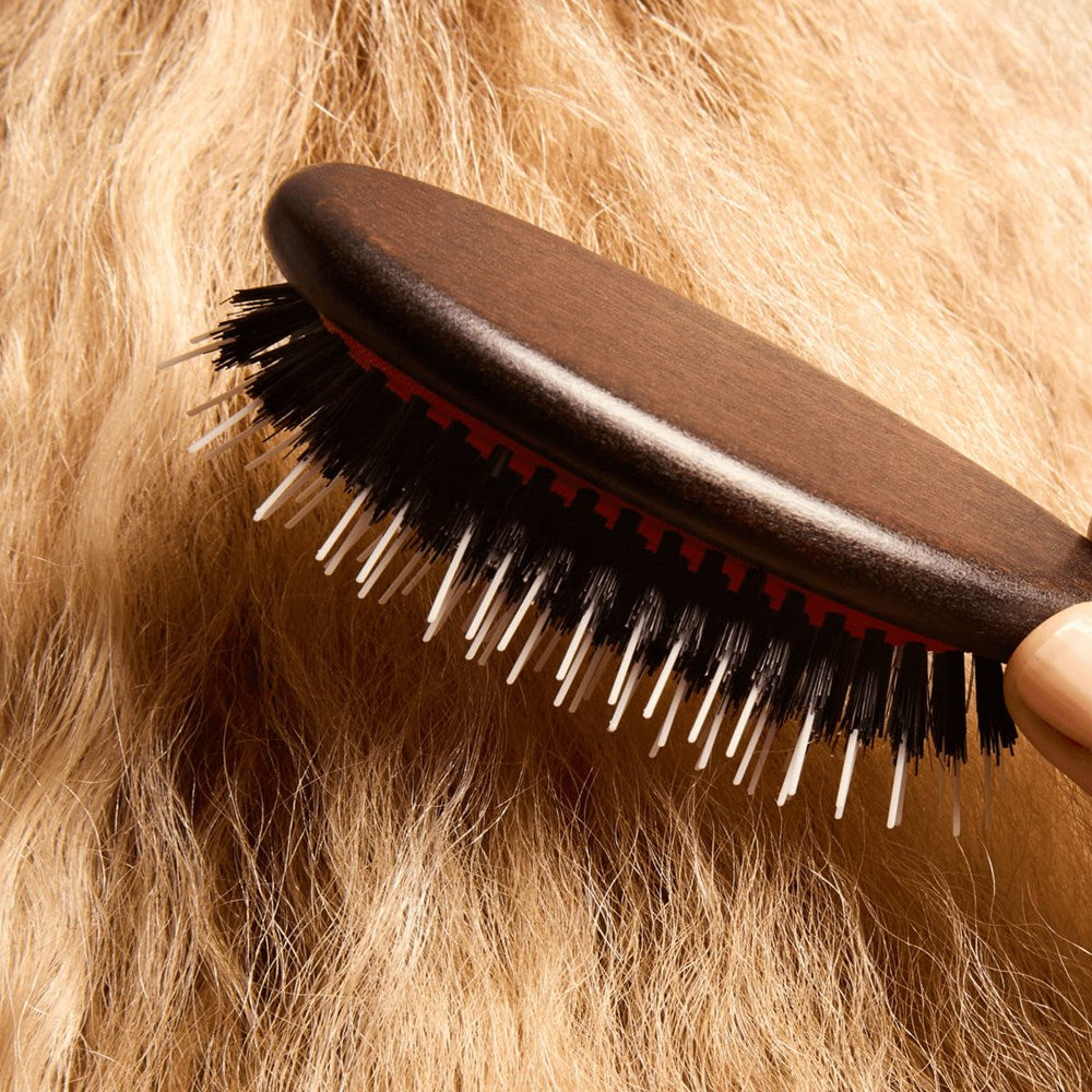 L'Artisan Brossier Pure Boar & Nylon Bristle Brush - Medium (1 pc) - product shown brushing blonde hair.