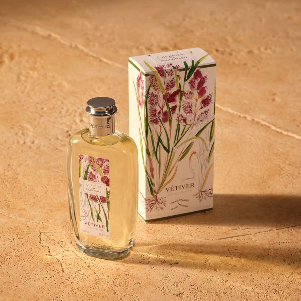 Fragonard Parfumeur Vetiver Eau de Toilette (100 ml) - product shown on stone.