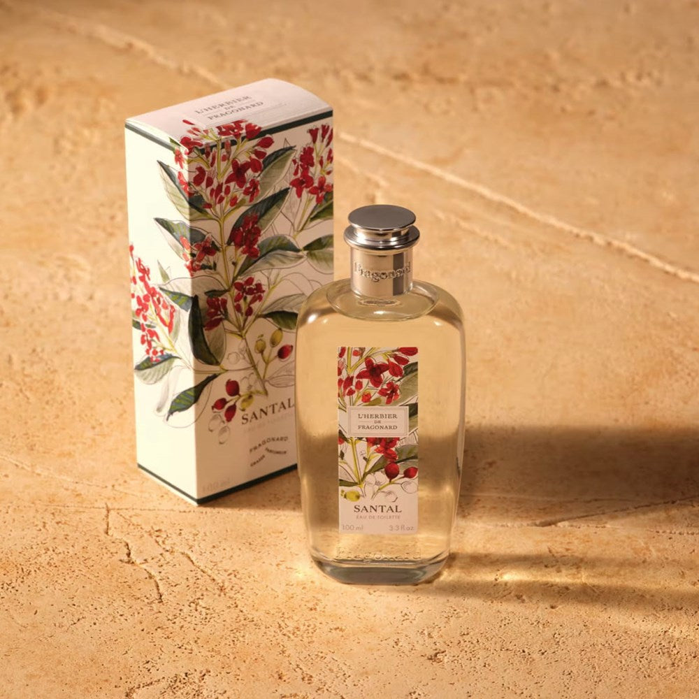 Fragonard Parfumeur Santal (Sandalwood) Eau de Toilette (100 ml) - product shown on stone counter.