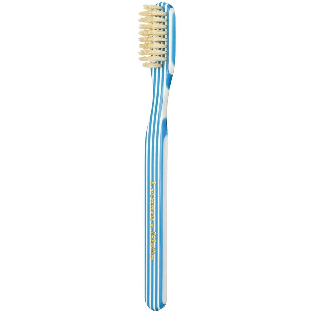 Lavorati a Mano Capri Medium Bristle Toothbrush - Blue (1 pc) - product shown upright outside of packaging