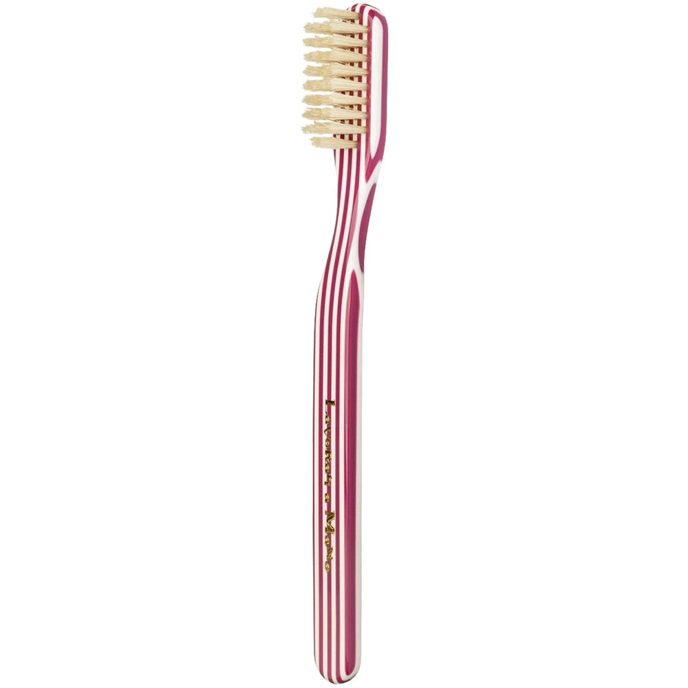 Lavorati a Mano Capri Medium Bristle Toothbrush - Burgundy (1 pc) - product shown upright outside of packaging