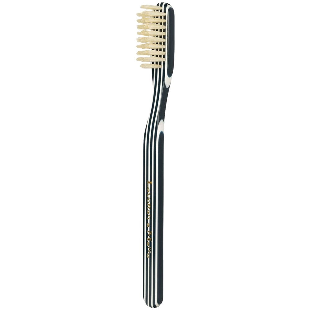 Lavorati a Mano Capri Medium Bristle Toothbrush - Navy (1 pc) - product shown upright outside of packaging