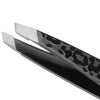 Tweezerman Mini Slant Tweezer - Black Leopard (1 pc) - product shown close up tweezer tip