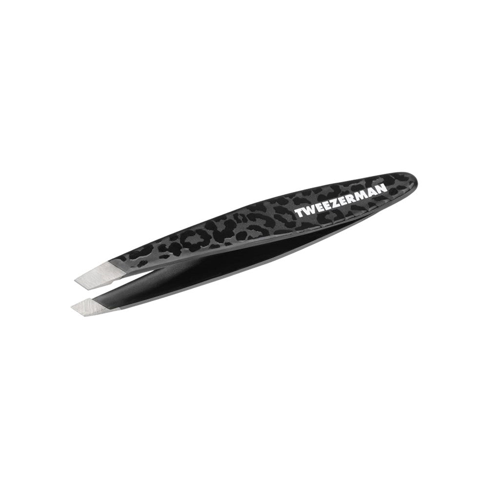 Tweezerman Mini Slant Tweezer - Black Leopard (1 pc) - product shown close up 