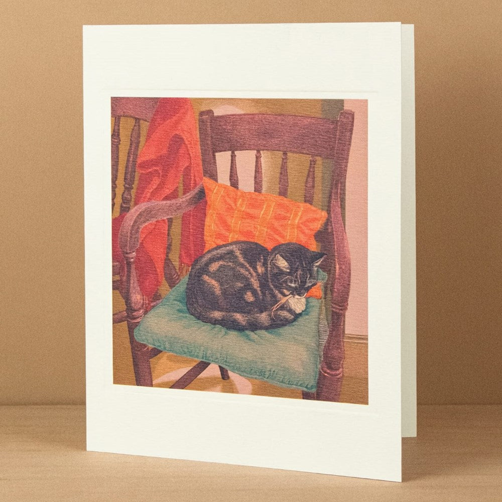Art Angels Helen Sleeping On Millie’s Chair Greeting Card Front.