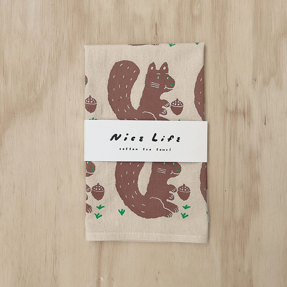 Nice Life Squirrel And Nut Tea Towel - Beautyhabit