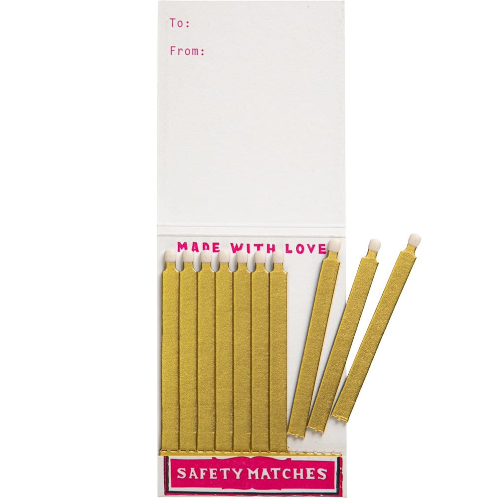 Archivist Double Happy Kitten Matchbook (1 pc) shown open with 3 matches detached from book