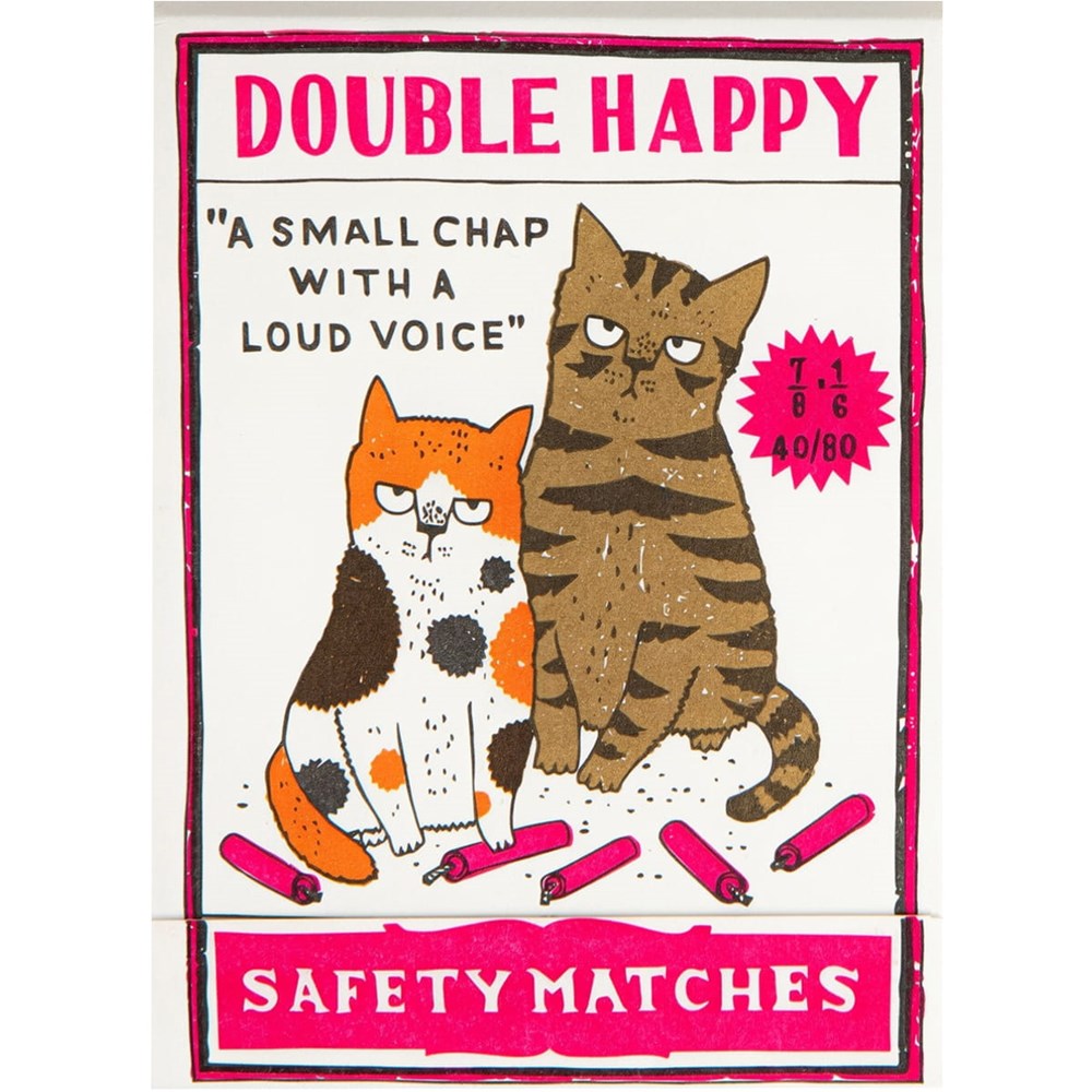 Archivist Double Happy Kitten Matchbook (1 pc) shown closed
