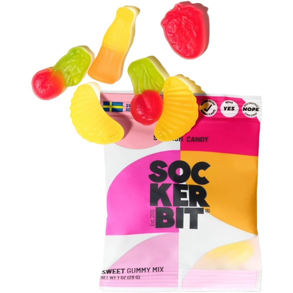 Sockerbit Mini Sweet Gummy Mix (1 oz) showing pieces inside