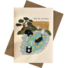 Japanese Onsen Cat Greeting Card