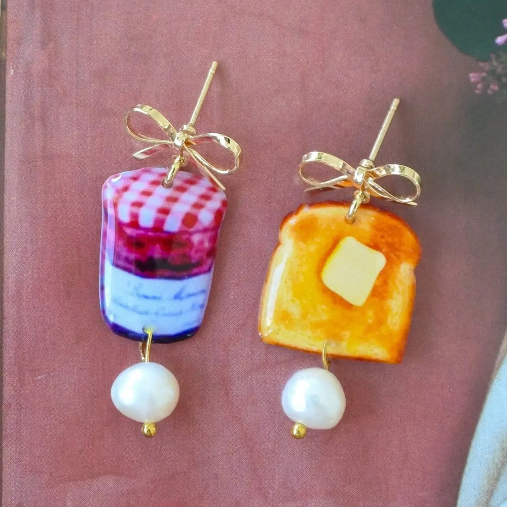Lifestyle shot of Haricot Vert Toast & Jam Earring Dangle Set (2pc)