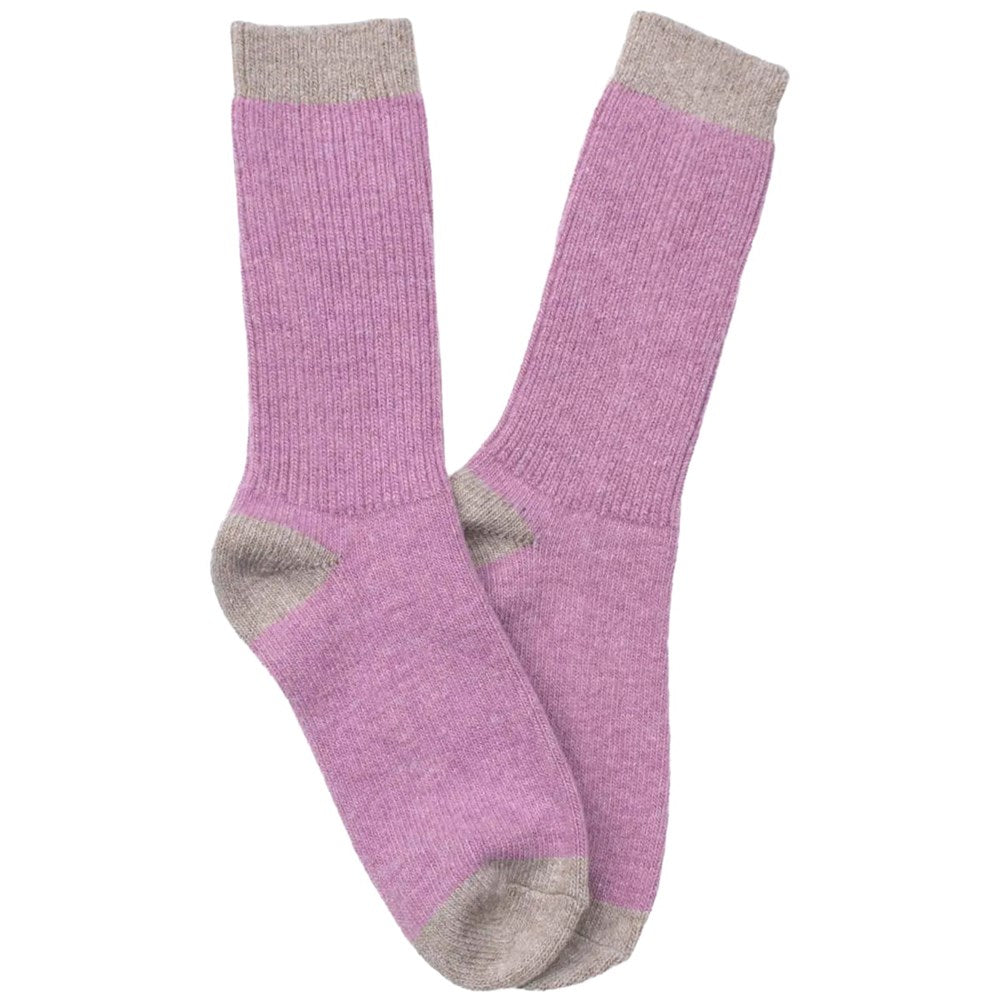 Tiepology Cozy Two-Tone Wool & Cashmere Blend Ribbed Crew Socks - Lilac 
