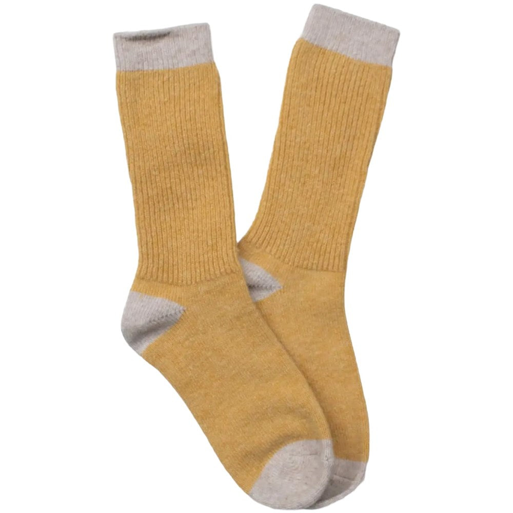 Tiepology Cozy Two-Tone Wool & Cashmere Blend Ribbed Crew Socks - Mustard