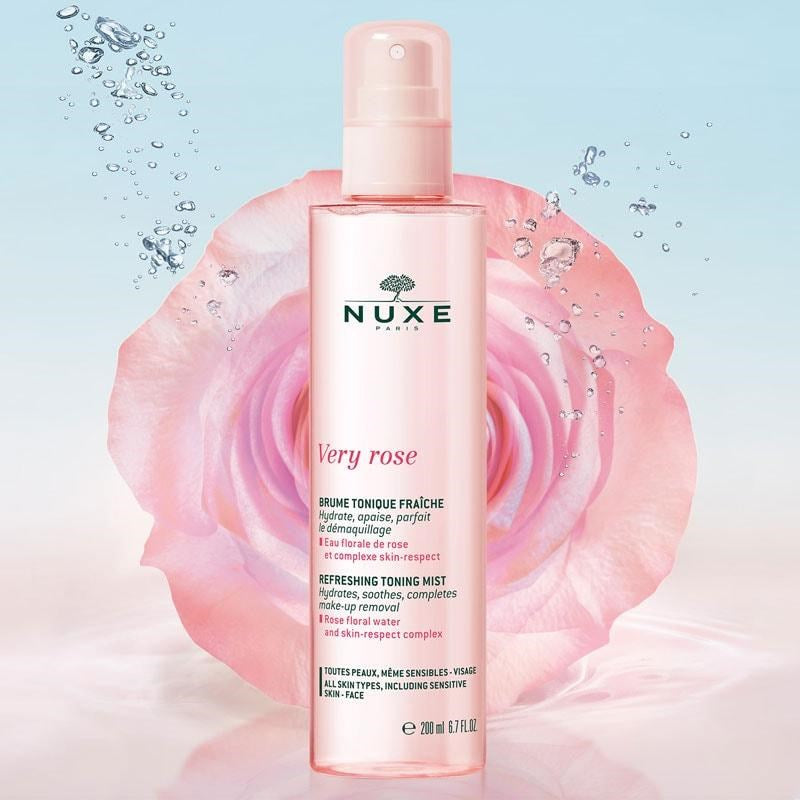 Nuxe Very Rose Refreshing Toning Mist- Beauty shot with rose