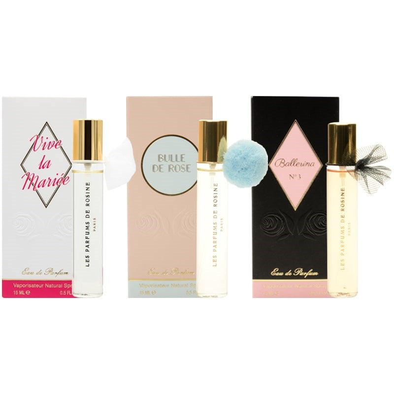 Image of Les Parfums de Rosine gift with $100 or more Les Parfums de Rosine purchase, receive a 15 ml travel sized fragrance! Choose from: Vive la Mariee, Bulle de Rose, or Ballerina No. 3. - see details below