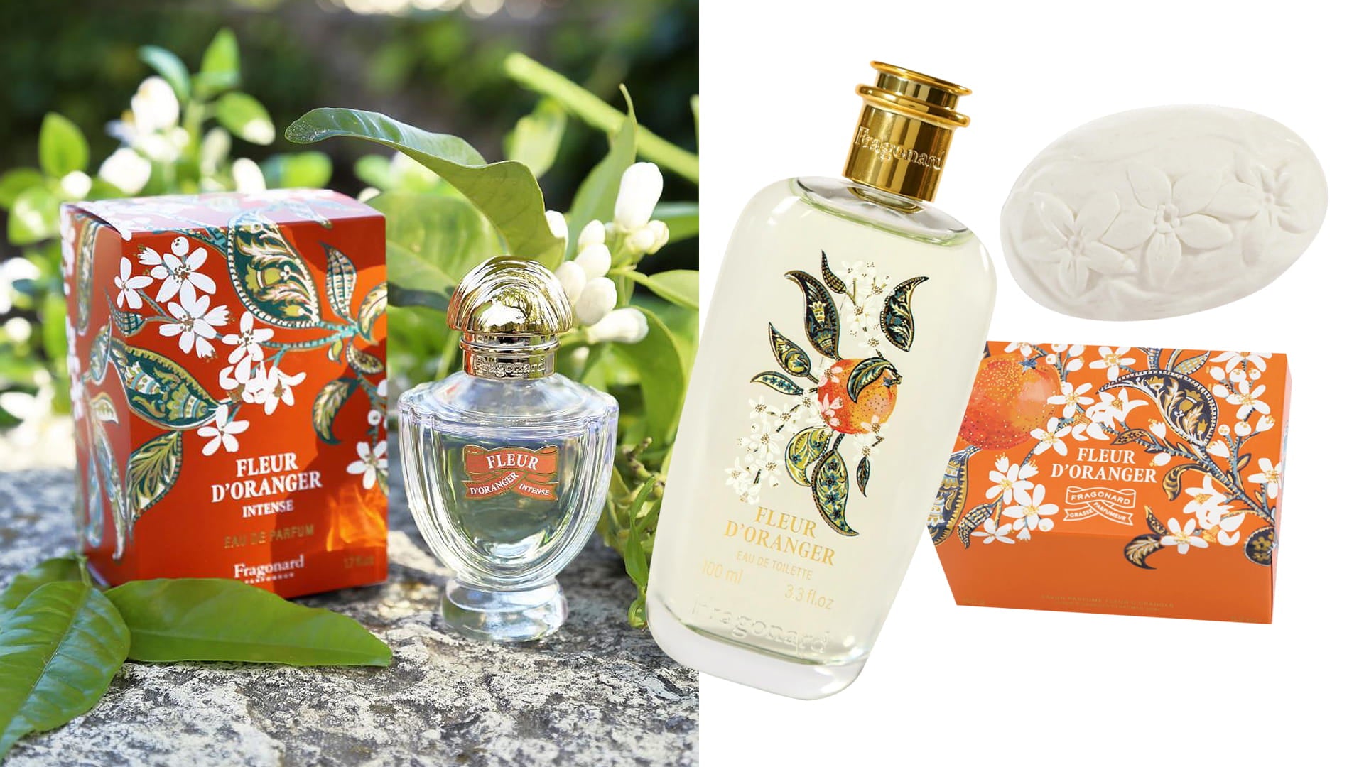 A selection of Fragonard Parfumeur Fleur d'Oranger products