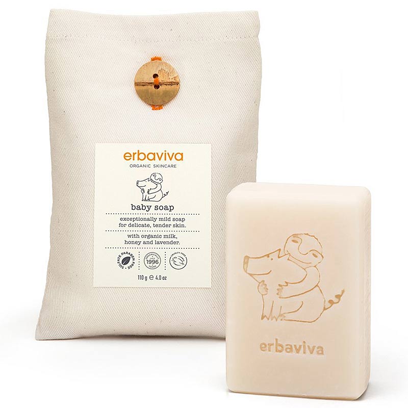 Erbaviva Baby Soap (4 oz) with canvas pouch