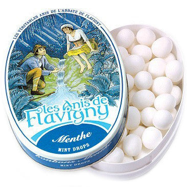 Les Anis de Flavigny Mint Flavored Hard Candy (1.75 oz) Lid Off at Angle