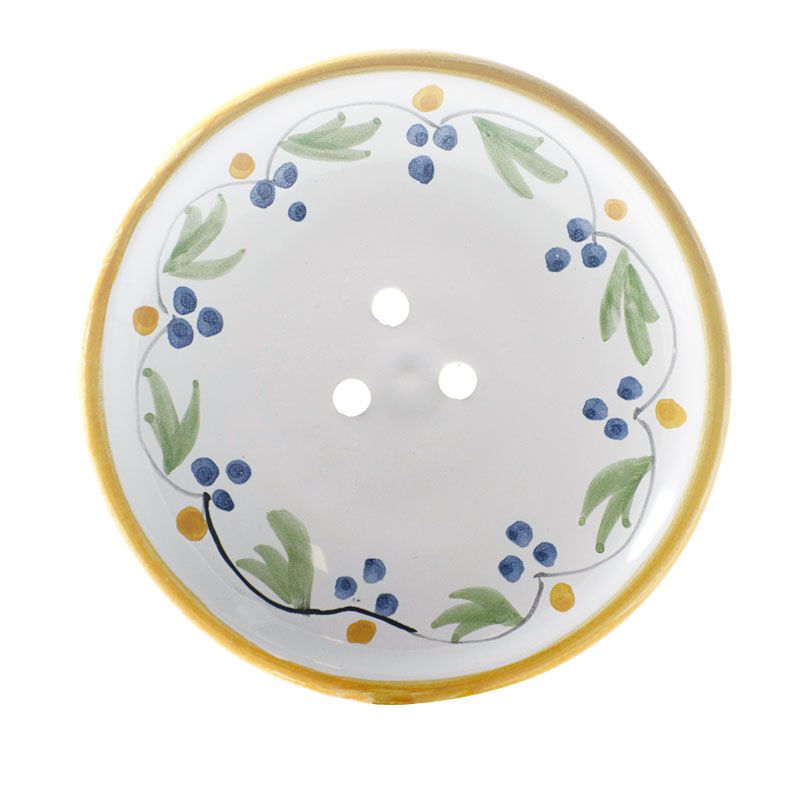  La Lavande Handmade and Handpainted French Round Soap Dish (Yellow Flower, 1 pc) 