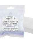 Daily Concepts Multi-Functional Soap Sponge - Mother of Pearl bar shown with packaging