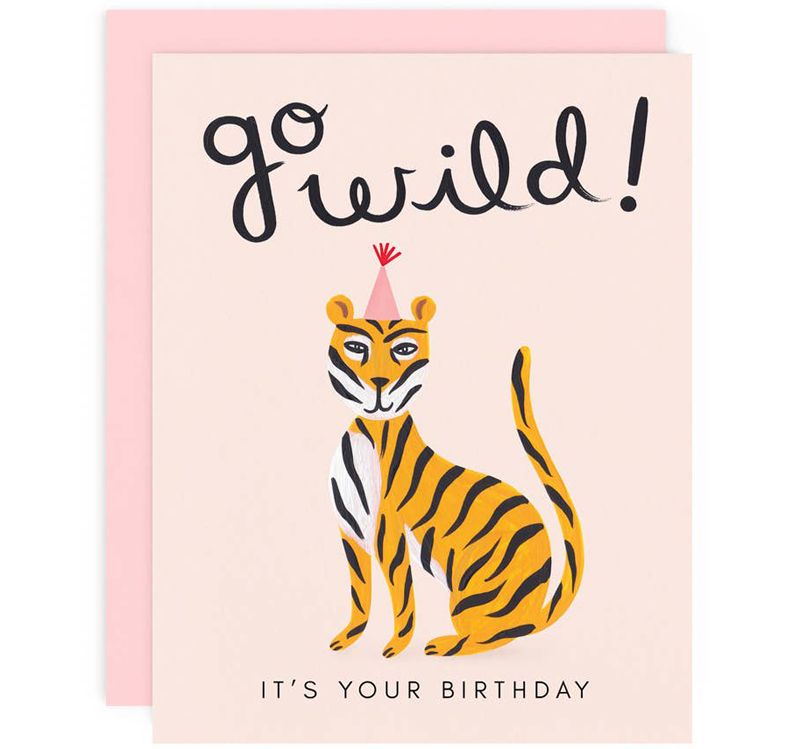 Girl w/ Knife Go Wild Birthday Greeting Card with envelope