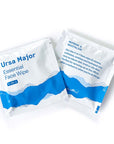 Ursa Major Essential Face Wipes - 2 pieces shown showing front and back of wipe packettes