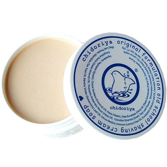 Chidoriya Old School Shaving Cream Soap (2 oz) open jar