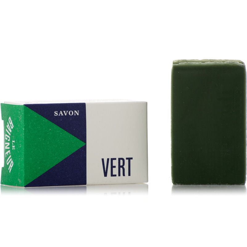 Le Baigneur Mini Savon Vert (25 g) Wrapped and Unwrapped