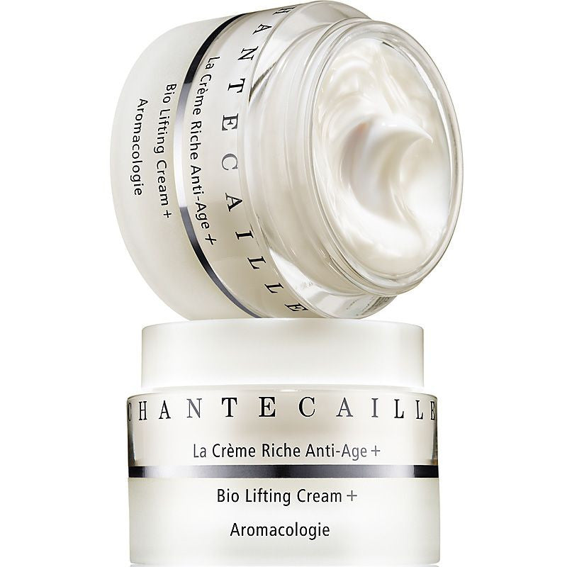 Chantecaille Bio Lifting Cream Plus open jar stacked on top of closed jar