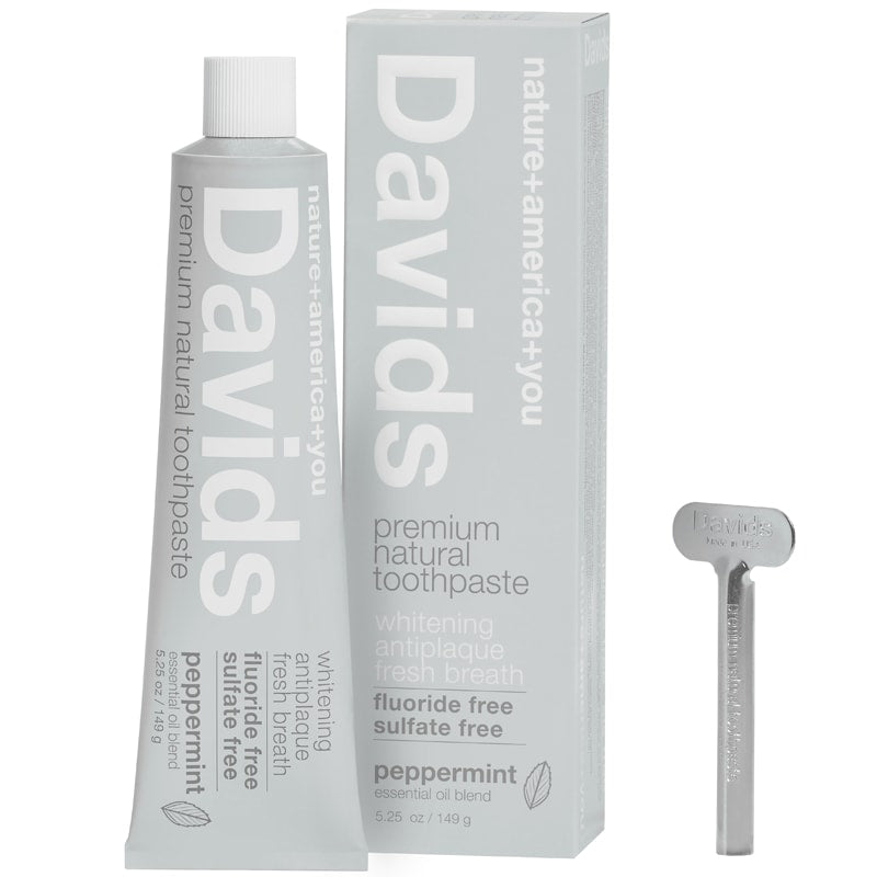 Davids Premium Natural Toothpaste (5.25 oz) with box and tube wringer