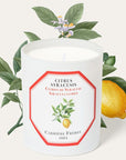 Carriere Freres Siracusa Lemon Candle (185 g) with lemon illustration behind candle