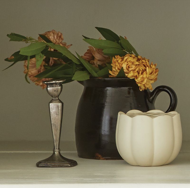 The Floral Society Ceramic Flower Frog Vase - Large on a shelf
