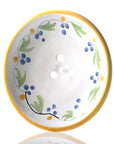 La Lavande Handmade and Handpainted French Round Soap Dish (Yellow Flower, 1 pc) Angled