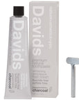 Davids Premium Natural Toothpaste - Peppermint+Charcoal (5.25 oz) with box and tube wringer