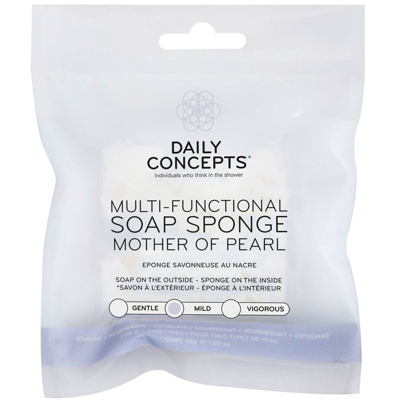 Daily Concepts Multi-Functional Soap Sponge - Mother of Pearl packaging