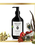 Sangre de Fruta Botanical Shampoo - Garden of Earthly Delights beauty shot with ingredients