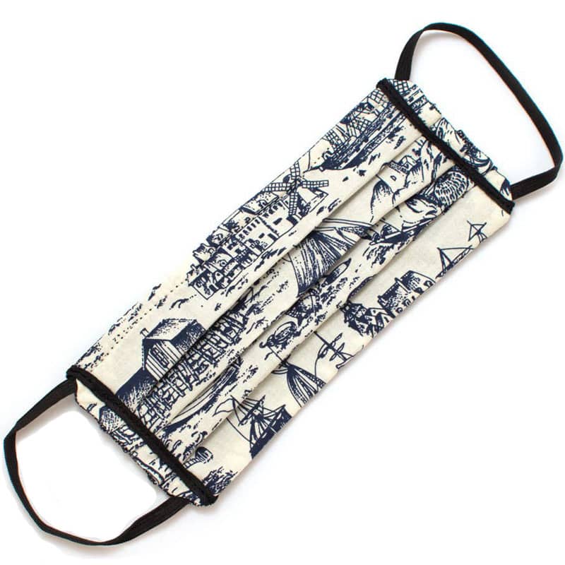 General Knot &amp; Co. Reusable Nautical Toile Face Mask - folded front