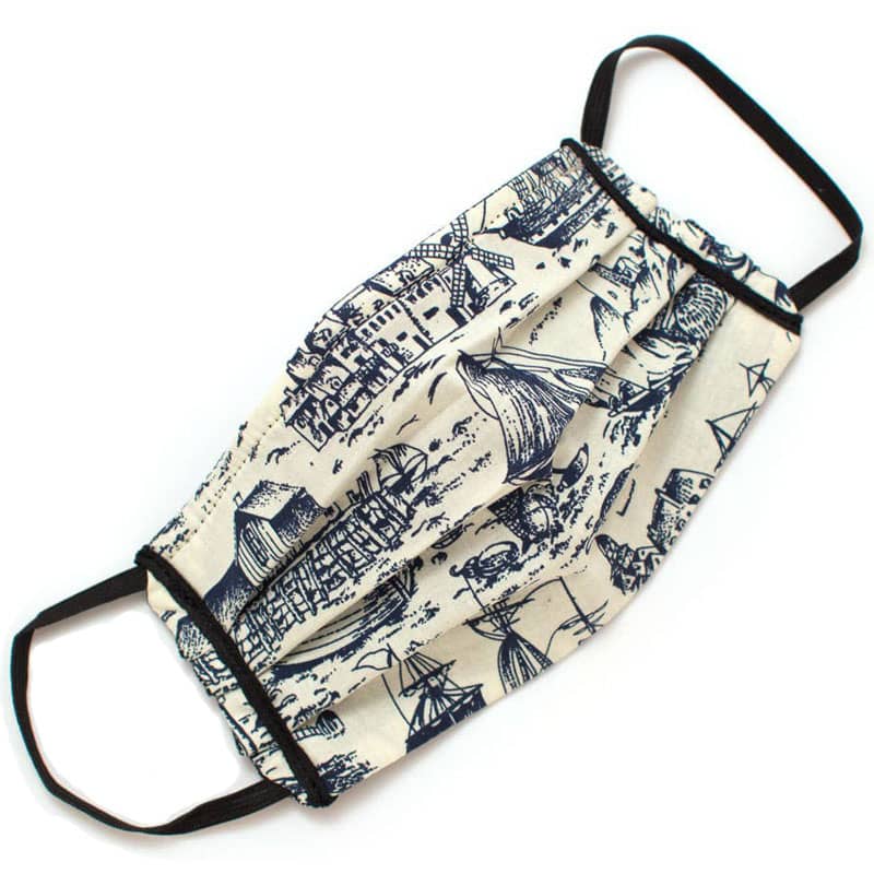 General Knot &amp; Co. Reusable Nautical Toile Face Mask - expanded front