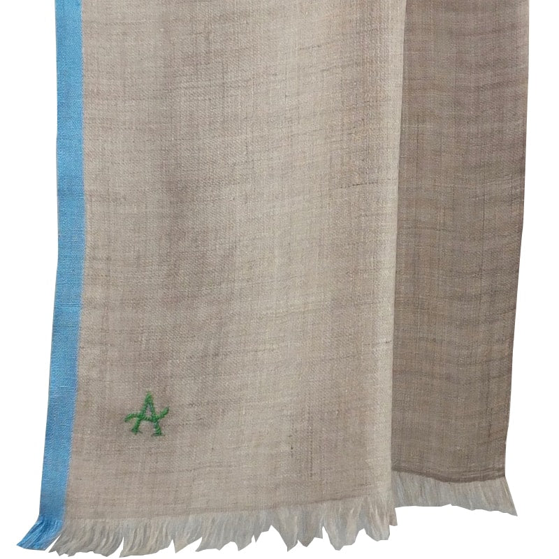 Andraab Handwoven Kashmir Scarf - Baby (Natural / Turquoise)