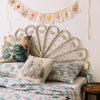 Lazybones Organic Cotton Gertrude Lovegrove Garland above bed showing full length