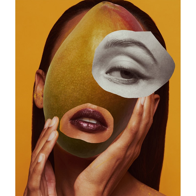 Vilhelm Parfumerie Mango Skin Eau de Parfum Mood Shot - surreal woman with mango face