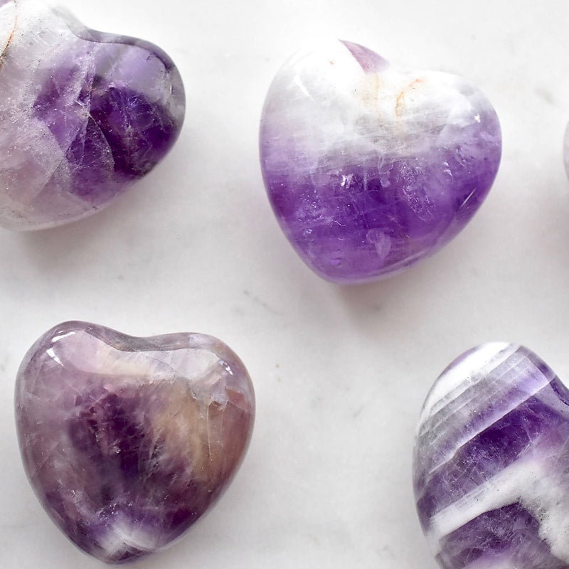 Open Heart Apothecary Amethyst Heart Crystal - multiple pictured to show variety of style