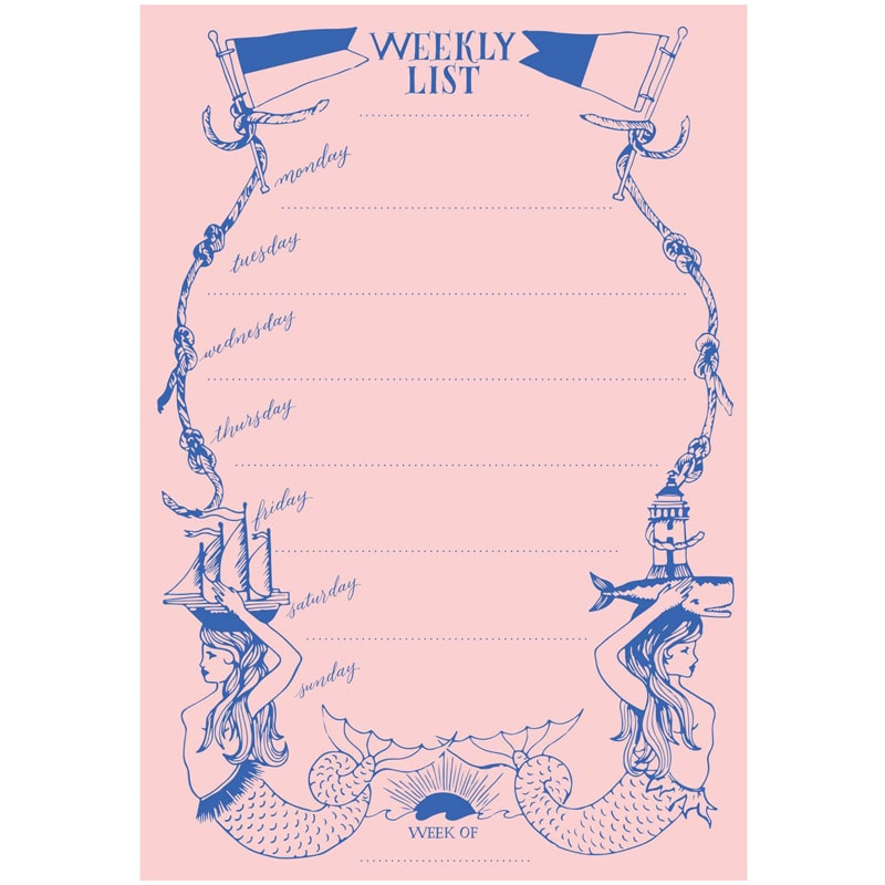 Antiquaria Mermaid Weekly List Pad (52 pages)